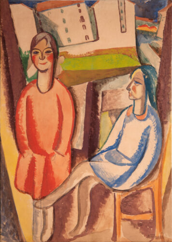 Achille Funi Bimbe alla finestra 1915 Amedeo Porro Fine Arts